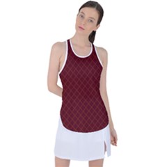 Diagonal Dark Red Small Plaids Geometric  Racer Back Mesh Tank Top by ConteMonfrey