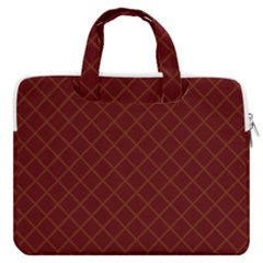 Diagonal Dark Red Small Plaids Geometric  Macbook Pro 13  Double Pocket Laptop Bag by ConteMonfrey