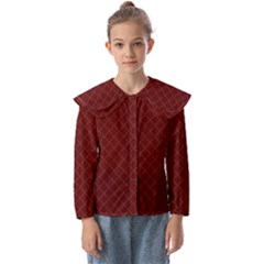 Diagonal Dark Red Small Plaids Geometric  Kids  Peter Pan Collar Blouse