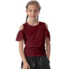 Diagonal Dark Red Small Plaids Geometric  Kids  Butterfly Cutout Tee by ConteMonfrey