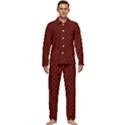 Diagonal Dark Red Small Plaids Geometric  Men s Long Sleeve Velvet Pocket Pajamas Set View1