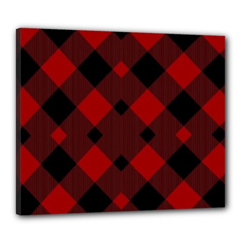 Red Diagonal Plaid Big Canvas 24  X 20  (stretched) by ConteMonfrey