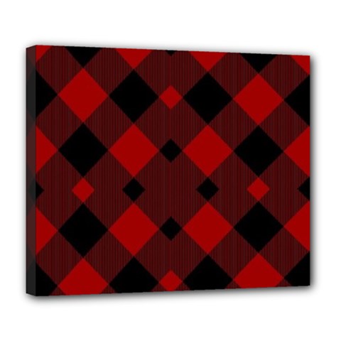 Red Diagonal Plaid Big Deluxe Canvas 24  X 20  (stretched) by ConteMonfrey