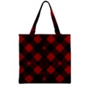 Red Diagonal Plaid Big Zipper Grocery Tote Bag View2