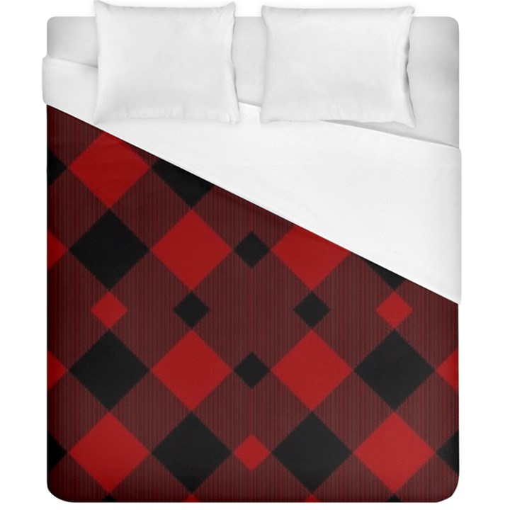 Red Diagonal Plaid Big Duvet Cover (California King Size)