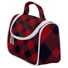 Red Diagonal Plaid Big Satchel Handbag by ConteMonfrey