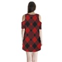 Red Diagonal Plaid Big Shoulder Cutout Velvet One Piece View2