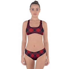 Red Diagonal Plaid Big Criss Cross Bikini Set by ConteMonfrey