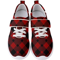 Red Diagonal Plaid Big Men s Velcro Strap Shoes by ConteMonfrey