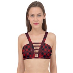 Red Diagonal Plaid Big Cage Up Bikini Top by ConteMonfrey