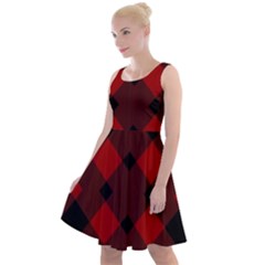 Red Diagonal Plaid Big Knee Length Skater Dress by ConteMonfrey