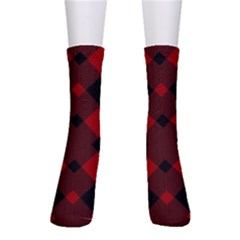 Red Diagonal Plaid Big Crew Socks by ConteMonfrey