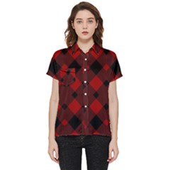 Red Diagonal Plaid Big Short Sleeve Pocket Shirt by ConteMonfrey