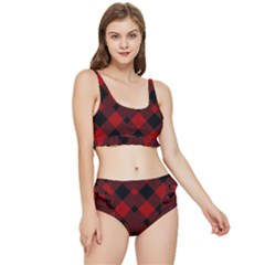 Red Diagonal Plaid Big Frilly Bikini Set by ConteMonfrey