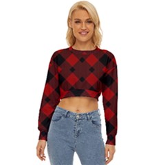 Red Diagonal Plaid Big Lightweight Long Sleeve Sweatshirt by ConteMonfrey