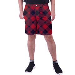 Red Diagonal Plaid Big Men s Pocket Shorts by ConteMonfrey