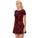 Red Diagonal Plaid Big Women s Sports Wear Set View2