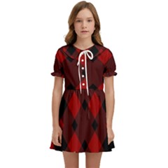 Red Diagonal Plaid Big Kids  Sweet Collar Dress by ConteMonfrey