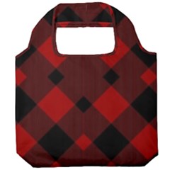 Red Diagonal Plaid Big Foldable Grocery Recycle Bag by ConteMonfrey