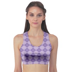 Diagonal Comfort Purple Plaids Sports Bra by ConteMonfrey