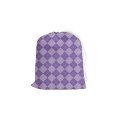 Diagonal Comfort Purple Plaids Drawstring Pouch (small) by ConteMonfrey