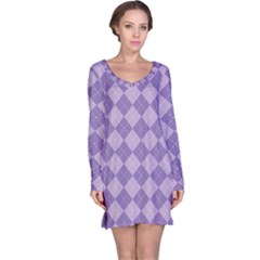 Diagonal Comfort Purple Plaids Long Sleeve Nightdress by ConteMonfrey