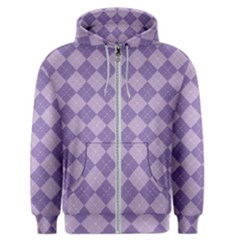 Diagonal Comfort Purple Plaids Men s Zipper Hoodie by ConteMonfrey