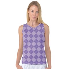 Diagonal Comfort Purple Plaids Women s Basketball Tank Top by ConteMonfrey