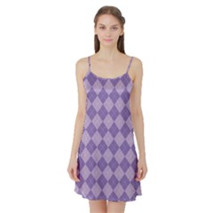 Diagonal Comfort Purple Plaids Satin Night Slip by ConteMonfrey