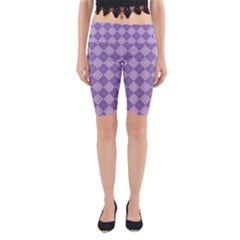 Diagonal Comfort Purple Plaids Yoga Cropped Leggings by ConteMonfrey