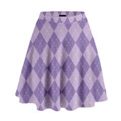 Diagonal Comfort Purple Plaids High Waist Skirt by ConteMonfrey