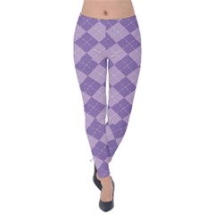 Diagonal Comfort Purple Plaids Velvet Leggings by ConteMonfrey