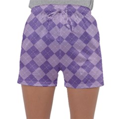 Diagonal Comfort Purple Plaids Sleepwear Shorts by ConteMonfrey