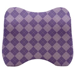 Diagonal Comfort Purple Plaids Velour Head Support Cushion by ConteMonfrey