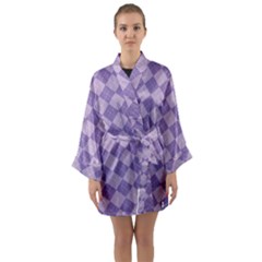 Diagonal Comfort Purple Plaids Long Sleeve Satin Kimono by ConteMonfrey