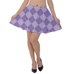 Diagonal Comfort Purple Plaids Velvet Skater Skirt by ConteMonfrey