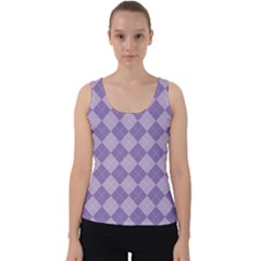 Diagonal Comfort Purple Plaids Velvet Tank Top by ConteMonfrey