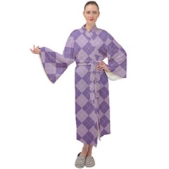 Diagonal Comfort Purple Plaids Maxi Velour Kimono by ConteMonfrey