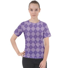 Diagonal Comfort Purple Plaids Women s Sport Raglan Tee