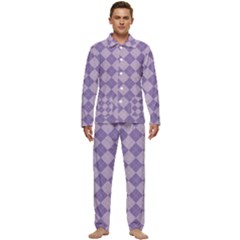 Diagonal Comfort Purple Plaids Men s Long Sleeve Velvet Pocket Pajamas Set by ConteMonfrey