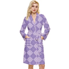 Diagonal Comfort Purple Plaids Long Sleeve Velour Robe by ConteMonfrey