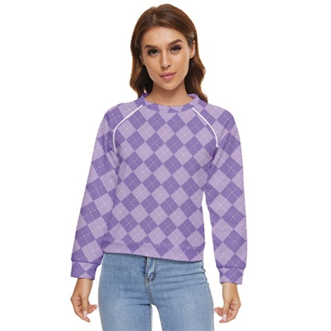 Diagonal Comfort Purple Plaids Women s Long Sleeve Raglan Tee by ConteMonfrey