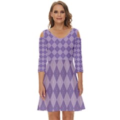 Diagonal Comfort Purple Plaids Shoulder Cut Out Zip Up Dress by ConteMonfrey