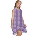 Diagonal Comfort Purple Plaids Kids  Frill Swing Dress View3