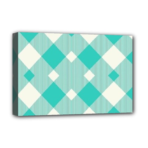 Diagonal Blue Torquoise Deluxe Canvas 18  X 12  (stretched) by ConteMonfrey