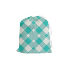 Diagonal Blue Torquoise Drawstring Pouch (medium) by ConteMonfrey