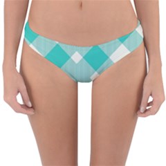 Diagonal Blue Torquoise Reversible Hipster Bikini Bottoms by ConteMonfrey