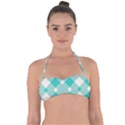 Diagonal Blue Torquoise Halter Bandeau Bikini Top View1