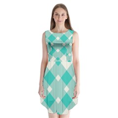 Diagonal Blue Torquoise Sleeveless Chiffon Dress   by ConteMonfrey