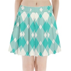 Diagonal Blue Torquoise Pleated Mini Skirt by ConteMonfrey